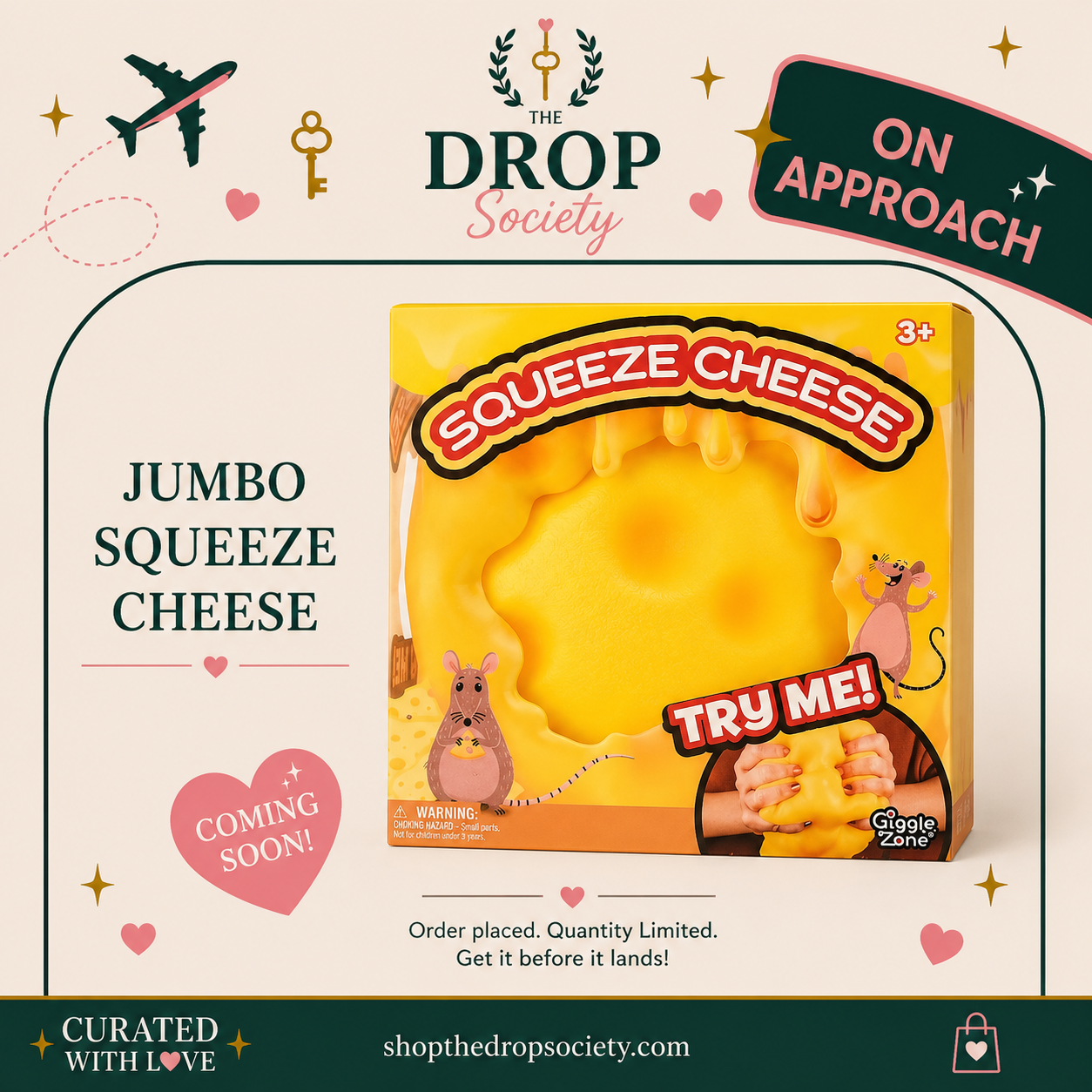 ON APPROACH:: Jumbo Squeeze Cheese by Giggle Zone
