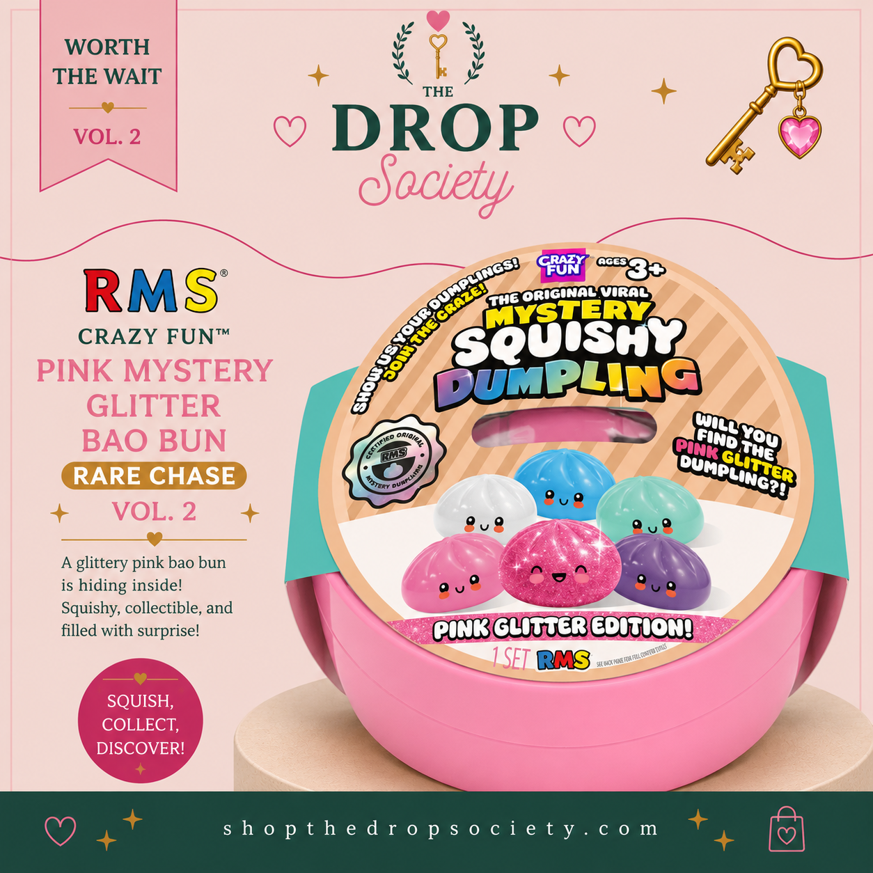 PREORDER:: Rms® Crazy Fun™ Pink Mystery Glitter Bao
Bun - Rare Chase