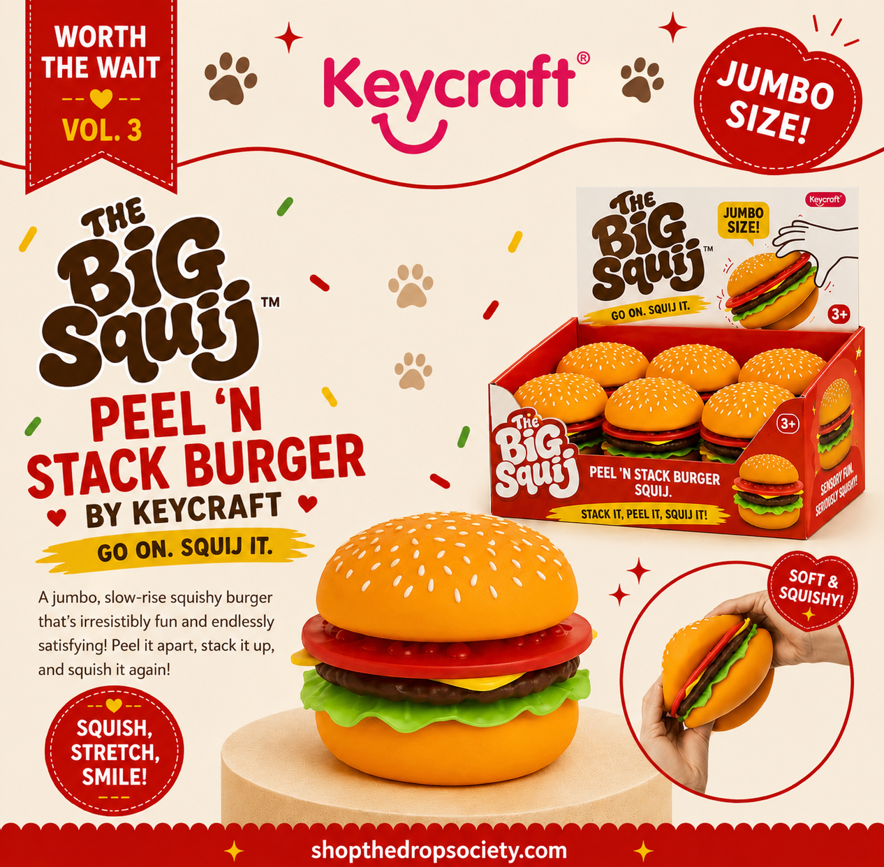 PREORDER:: The Big Squij™ Peel ‘N Stack Burger by KeyCraft®